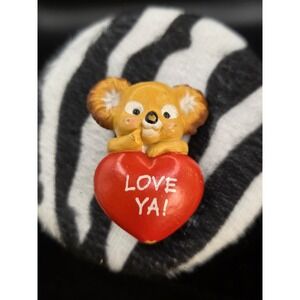 Vintage Hallmark Pin Koala Bear Love Ya Heart Valentine Holiday Brooch 1986
